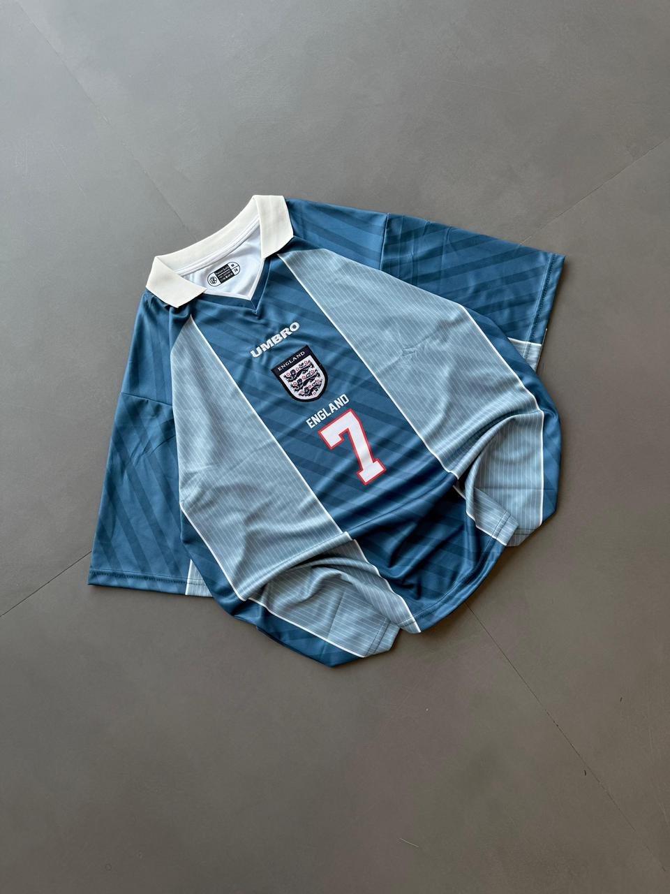 1996-97 England Away/Third Football Jersey  with "BECKHAM 7" printed on the back,