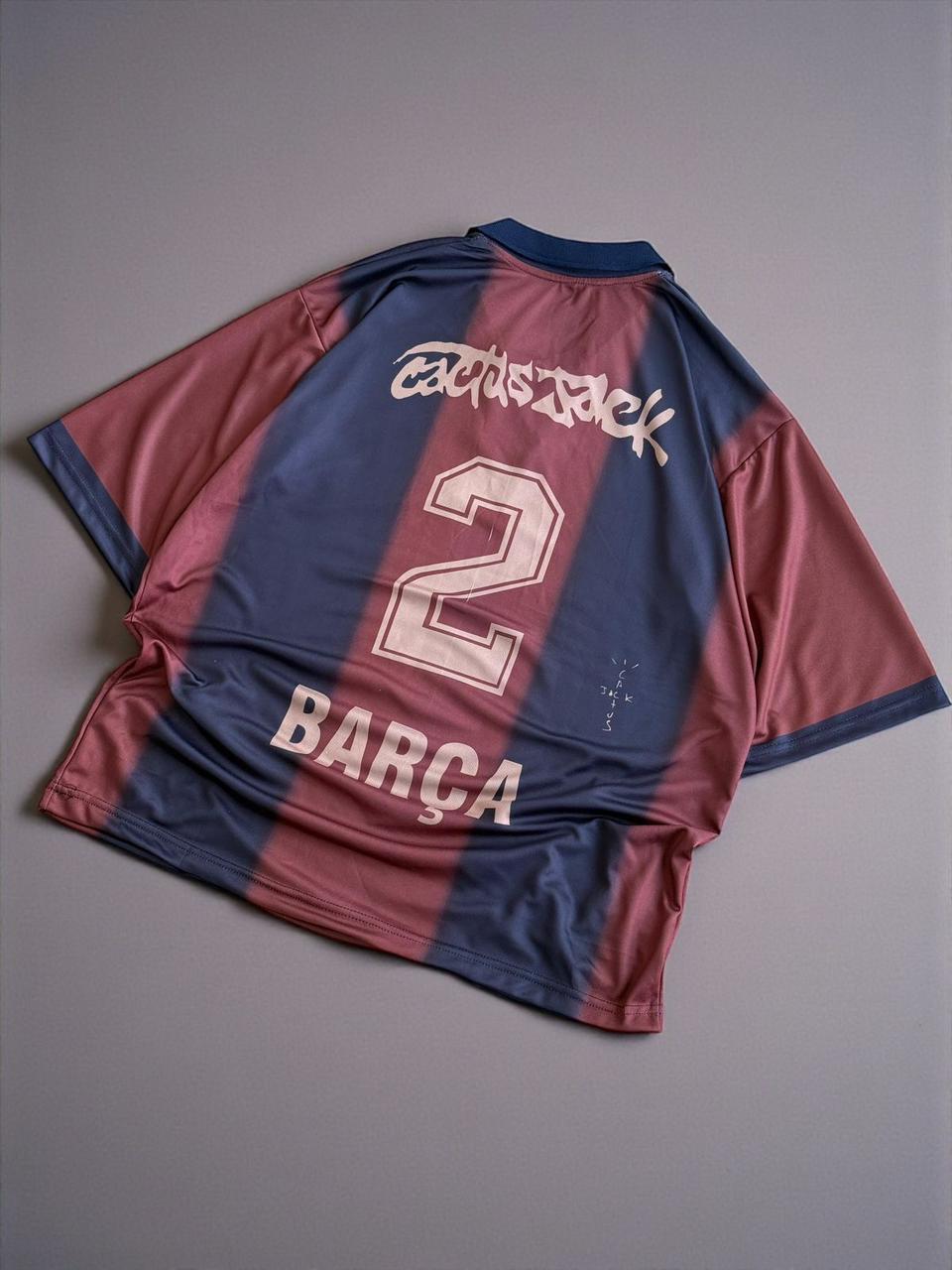 FC Barcelona x Travis Scott "Cactus Jack" special edition football jersey.